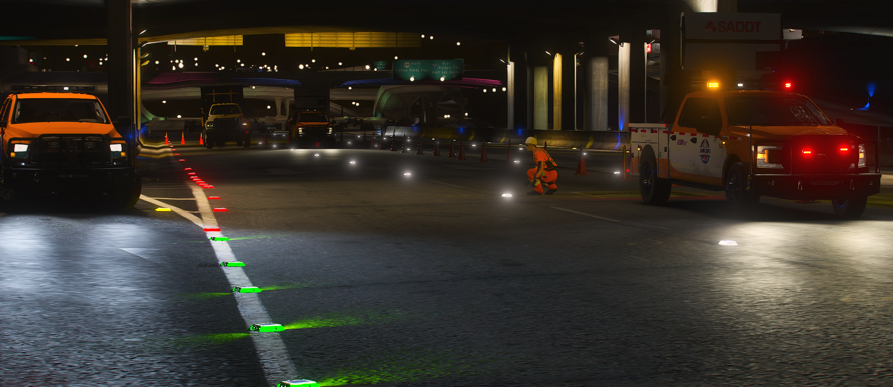 Night Lane Closure Setup